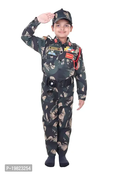 Raj Costume Army Dress for Kids, Indian Military Soldier, Jungle Print Full (3 Years)