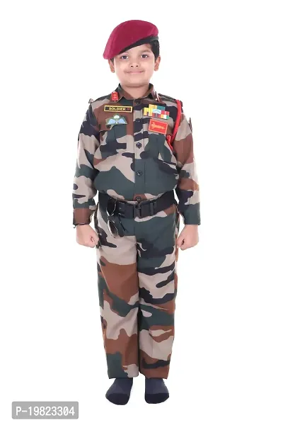 Raj Costume Army Dress for Kids, Indian Military Soldier, New Army Beret (3 Years)-thumb4