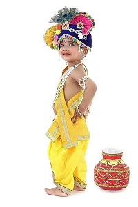 Raj Fancy Dresses Krishna Dress for Kids, Baby Krishna Dress for Janmashtami with Krishna Mukut, Peacock Feather  Flute Embroidered Krishna Costume for Girl  Boy, 3 Months-8 Years-thumb4