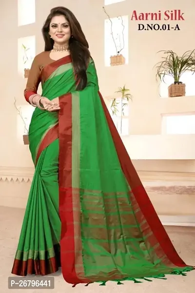 Classic Art Silk Saree with Blouse piece For Women-thumb0