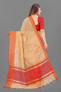 Cream Checked Printed Designer Partywear Saree-thumb1