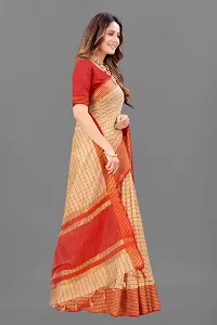 Cream Checked Printed Designer Partywear Saree-thumb3