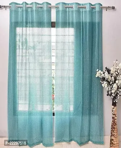 Stylish Blue Net Window Curtains Pack Of 2