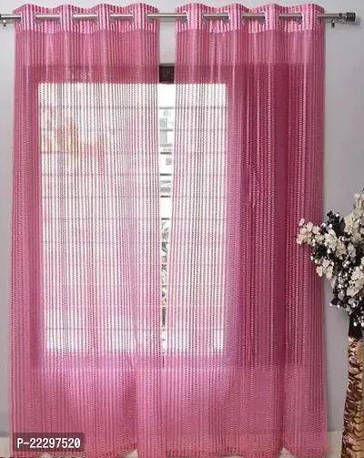 Stylish Pink Net Window Curtains Pack Of 2