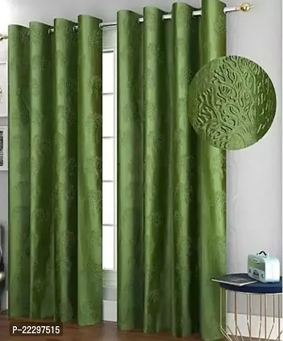 Stylish Green Polyester Window Curtains Pack Of 2-thumb0