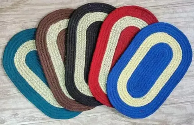 Shabiart Polyester Door mat for Home and Office Pack of 5 Piece (Multicolour, 33x53 cm ).