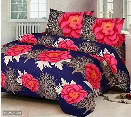 Comfortable Glace Cotton Printed Double Bedsheet With Pillow Covers-thumb0