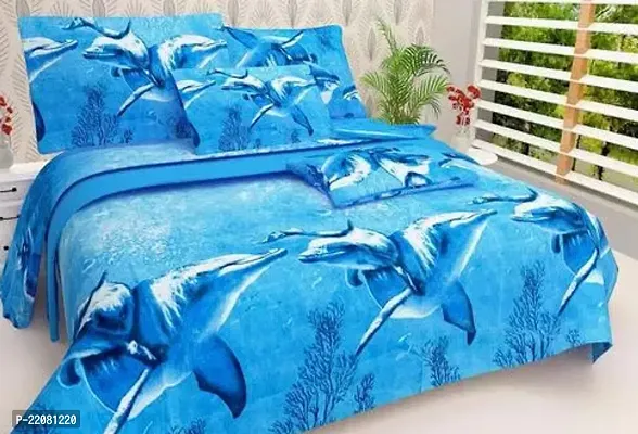 Comfortable Glace Cotton Printed Double Bedsheet With Pillow Covers-thumb0