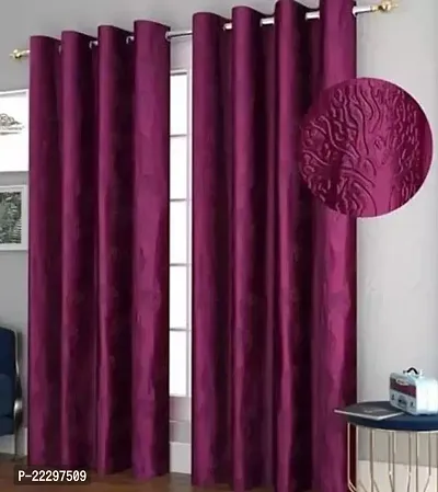 Stylish Purple Polyester Window Curtains Pack Of 2-thumb0