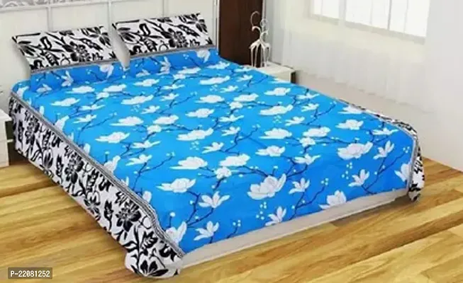 Comfortable Glace Cotton Printed Double Bedsheet With Pillow Covers-thumb0