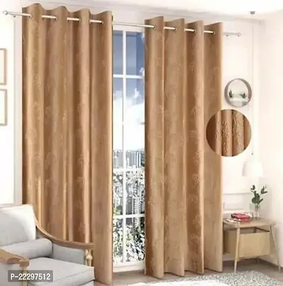 Stylish Beige Polyester Window Curtains Pack Of 2