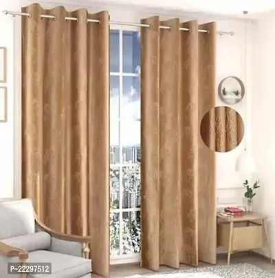 Stylish Beige Polyester Window Curtains Pack Of 2-thumb0