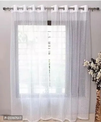 Stylish White Net Window Curtains Pack Of 2-thumb0