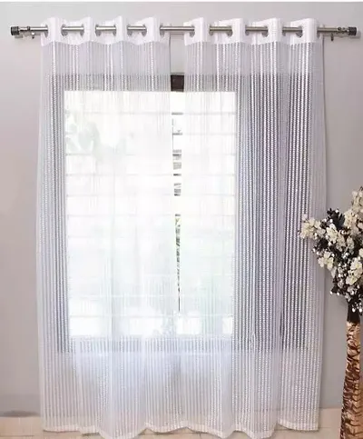 Vedartah Sheer Transparent Net Curtains|Curtains Pack of 2