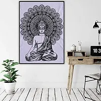 Jiya MURTI Arts Tapestry Mandala Gautama Wall Hanging Tapestry Cotton Wall Hanging Poster (Size- 40 X 30 Inches) (White)-thumb1