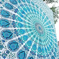 DRAVY HANDICRAFTS Tapestry Mandala Peacock Wing Tapestry Wall Hanging Bedsheet Cotton Bedsheet Wall Tapestry Bed Cover Wall Hanging Tapestry (Turquoise, Twin (84X54 Inches))-thumb2