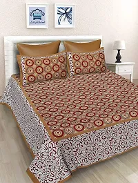 DRAVY HANDICRAFTS Double Bedsheet Rajasthani Jaipuri Traditional Printed Bedspread Bedcover Cotton Double Bedsheet with 2 Pillow Covers Size-90x84 Inches (P 1, Double, Queen)-thumb1