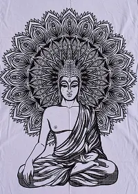 Jiya MURTI Arts Tapestry Mandala Gautama Wall Hanging Tapestry Cotton Wall Hanging Poster (Size- 40 X 30 Inches) (White)-thumb2