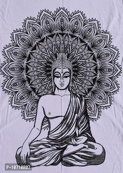 Jiya MURTI Arts Tapestry Mandala Gautama Wall Hanging Tapestry Cotton Wall Hanging Poster (Size- 40 X 30 Inches) (White)-thumb3