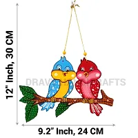 DRAVY HANDICRAFTS Hanging Birds Couple Hand-Painted Main Door Latkan Toran For Garden Decorative Wall Hanging Balcony Decoration Hanging Items For Living Room Bedroom Wall D?cor Decorative for Home (Length-12 inch)-thumb2