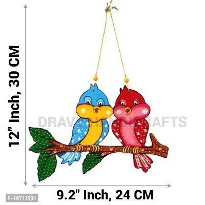 DRAVY HANDICRAFTS Hanging Birds Couple Hand-Painted Main Door Latkan Toran For Garden Decorative Wall Hanging Balcony Decoration Hanging Items For Living Room Bedroom Wall D?cor Decorative for Home (Length-12 inch)-thumb3