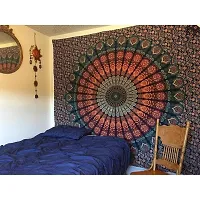 DRAVY HANDICRAFTS Tapestry Mandala Peacock Wing Tapestry Wall Hanging Bedsheet Cotton Bedsheet Wall Tapestry Bed Cover Wall Hanging Tapestry (Red and Green(COR), Twin (84X54 Inches))-thumb2