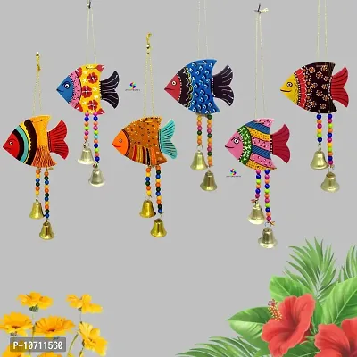 DRAVY HANDICRAFTS Hanging Fish Hand-Painted Main Door Latkan Toran For Garden Decorative Wall Hanging Balcony Decoration Hanging Items For Living Room Wall D?cor Decorative for Home (Set Of 6 Unit) (Multicolour 10)