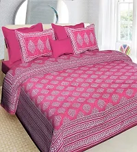 DRAVY HANDICRAFTS Double Bedsheet Rajasthani Jaipuri Traditional Printed Bedspread Bedcover Cotton Double Bedsheet with 2 Pillow Covers Size-90x84 Inches (Pink, Double, Queen)-thumb1