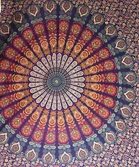 DRAVY HANDICRAFTS Mandala Ombre Cotton Bedsheet Wall Hanging Tapestry (Multicolor, Twin (84x54 Inches))-thumb2