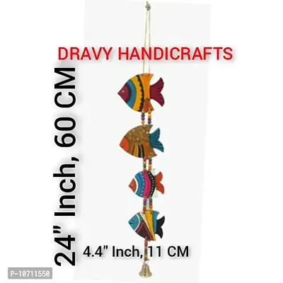 DRAVY HANDICRAFTS Hanging Fish Main Door Hanging Latkan Toran for Pooja Garden Balcony Wall Hanging Decoration Items for Room Wall D?cor for Home (Set of 2 Unit) (Length-24 inch) (Multicolour 4)-thumb3