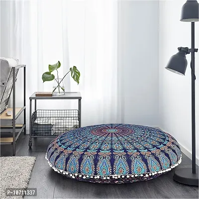 Jiya MURTI Arts Tapestry Pouf Floor Cotton Cushion Cover Ottoman Without Filler (Size- 32""X32"" inches Round)-thumb4
