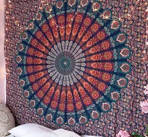 DRAVY HANDICRAFTS Tapestry Mandala Wall Hanging Cotton Bedsheet (Multicolor, Twin 84x54 inches)-thumb1