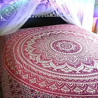 DRAVY HANDICRAFTS Cotton Tapestry Mandala Tapestry Wall Hanging Bedsheet Wall Hanging (Purple, Twin)-thumb3