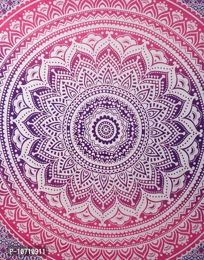 DRAVY HANDICRAFTS Tapestry Mandala Ombre Cotton Bedsheet Wall Hanging (Purple, Twin-84x54 Inches)-thumb5