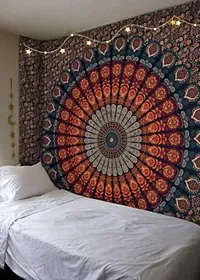 DRAVY HANDICRAFTS Mandala Ombre Cotton Bedsheet Wall Hanging Tapestry (Multicolor, Twin (84x54 Inches))-thumb3