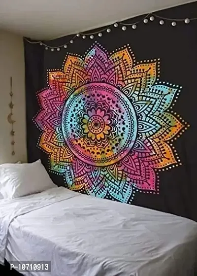 DRAVY HANDICRAFTS Tapestry Mandala Ombre Tapestry Wall Hanging Bedsheet Cotton Bedsheet Wall Tapestry Bed Wall Hanging Tapestry (Multicolour 7, Twin (84x54 Inches))-thumb0