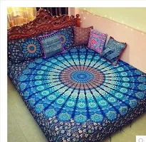 DRAVY HANDICRAFTS Tapestry Mandala Peacock Wing Tapestry Wall Hanging Bedsheet Cotton Bedsheet Wall Tapestry Bed Cover Wall Hanging Tapestry (Blue, Twin (84X54 Inches))-thumb1