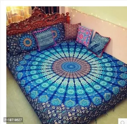 DRAVY HANDICRAFTS Tapestry Mandala Peacock Wing Tapestry Wall Hanging Bedsheet Cotton Bedsheet Wall Tapestry Bed Cover Wall Hanging Tapestry (Blue, Twin (84X54 Inches))-thumb2