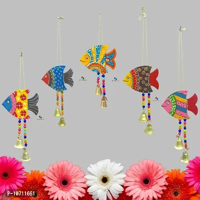 DRAVY HANDICRAFTS Hanging Fish Main Door Latkan Toran for Pooja Garden Decor Wall Hanging Balcony Decoration Hanging Decorative Items for Room Wall D?cor for Home (Set of 4 Unit) (Length-12 inch)-thumb3