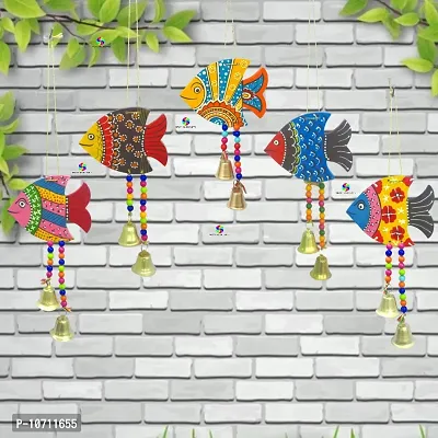 DRAVY HANDICRAFTS Hanging Fish Main Door Latkan Toran for Pooja Garden Decor Wall Hanging Balcony Decoration Hanging Decorative Items for Room Wall D?cor for Home(Set of 4 Unit) (Length-12 inch)-thumb3