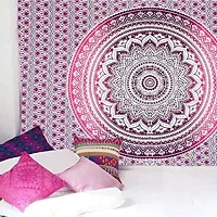 DRAVY HANDICRAFTS Cotton Tapestry Mandala Tapestry Wall Hanging Bedsheet Wall Hanging (Purple, Twin)-thumb2