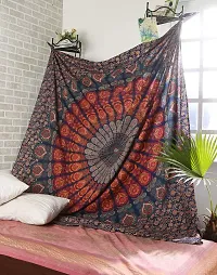 DRAVY HANDICRAFTS Tapestry Mandala Peacock Wing Tapestry Wall Hanging Bedsheet Cotton Bedsheet Wall Tapestry Bed Cover Wall Hanging Tapestry (Red and Green(COR), Twin (84X54 Inches))-thumb4