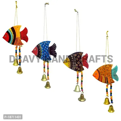 DRAVY HANDICRAFTS Hanging Fish Handmade and Hand-Painted Main Door Latkan Toran For Pooja Garden Wall Hanging Balcony Decoration Items For Room Wall D?cor for Home (Set Of 4 Unit) (Length-12 inch) (Multicolour 5)-thumb4