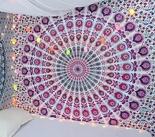 DRAVY HANDICRAFTS Tapestry Mandala Peacock Wing Tapestry Wall Hanging Bedsheet Cotton Bedsheet Wall Tapestry Bed Cover Wall Hanging Tapestry (Pink, Twin (84X54 Inches))-thumb4