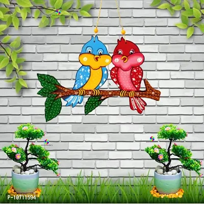 DRAVY HANDICRAFTS Hanging Birds Couple Hand-Painted Main Door Latkan Toran For Garden Decorative Wall Hanging Balcony Decoration Hanging Items For Living Room Bedroom Wall D?cor Decorative for Home (Length-12 inch)