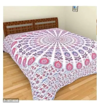 DRAVY HANDICRAFTS Tapestry Mandala Peacock Wing Tapestry Wall Hanging Bedsheet Cotton Bedsheet Wall Tapestry Bed Cover Wall Hanging Tapestry (Pink, Twin (84X54 Inches))-thumb2