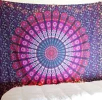 DRAVY HANDICRAFTS Tapestry Mandala Peacock Wing Tapestry Wall Hanging Bedsheet Cotton Bedsheet Wall Tapestry Bed Cover Wall Hanging Tapestry (Lavender, Queen (100x90 Inches))-thumb4