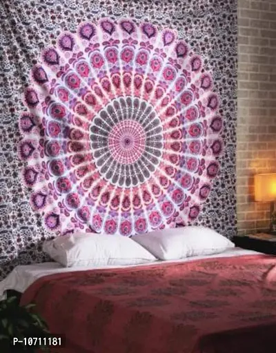 DRAVY HANDICRAFTS Tapestry Mandala Ombre Wall Hanging Cotton Bedsheet (Multicolor 2, Twin 84x54 Inches)-thumb4