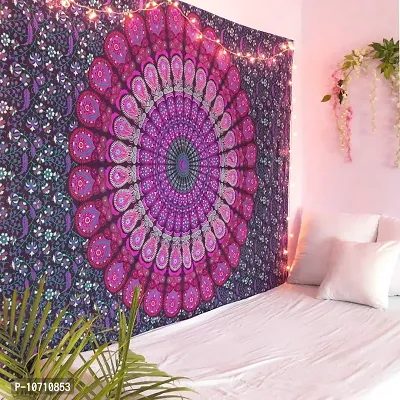 DRAVY HANDICRAFTS Tapestry Mandala Peacock Wing Tapestry Wall Hanging Bedsheet Cotton Bedsheet Wall Tapestry Bed Cover Wall Hanging Tapestry (Lavender, Queen (100x90 Inches))-thumb0