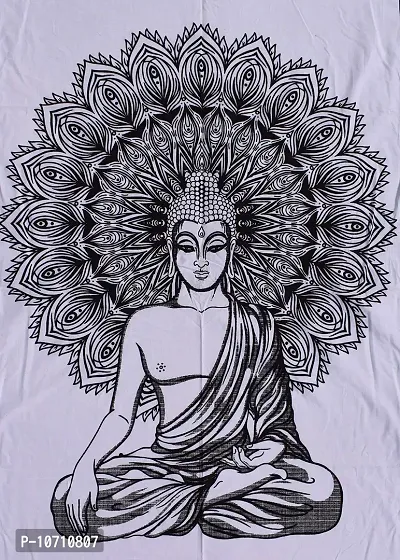 Jiya MURTI Arts Tapestry Mandala Gautama Wall Hanging Tapestry Cotton Wall Hanging Poster (Size- 40 X 30 Inches) (White)